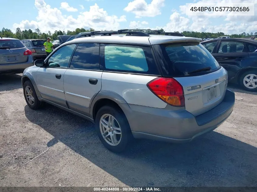 2007 Subaru Outback 2.5I Basic VIN: 4S4BP61C577302686 Lot: 40244808