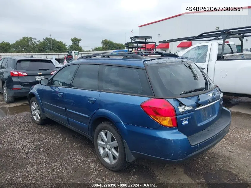 2007 Subaru Outback 2.5I Limited VIN: 4S4BP62C677302551 Lot: 40276390