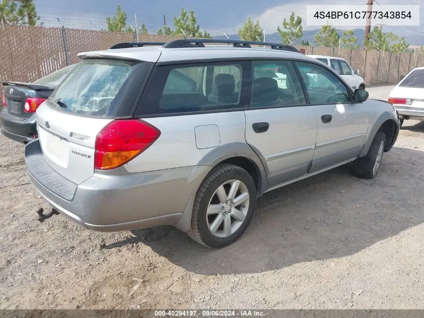 2007 Subaru Outback 2.5I/2.5I Basic/2.5I L.l. Bean Edition VIN: 4S4BP61C777343854 Lot: 40294197