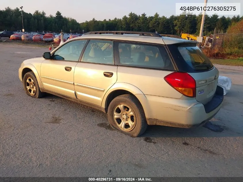 4S4BP61C276305275 2007 Subaru Outback 2.5I Basic