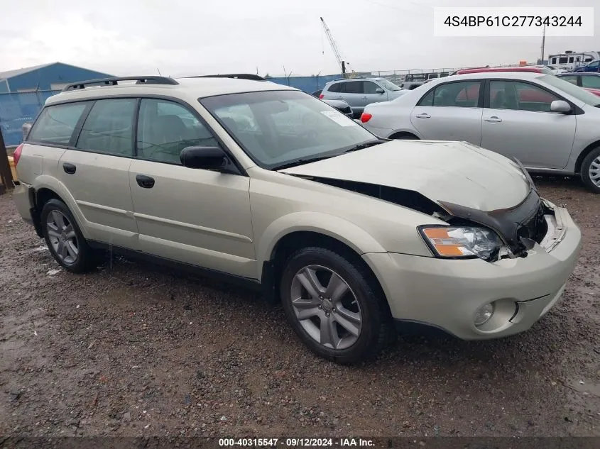 2007 Subaru Outback 2.5I/2.5I Basic/2.5I L.l. Bean Edition VIN: 4S4BP61C277343244 Lot: 40315547