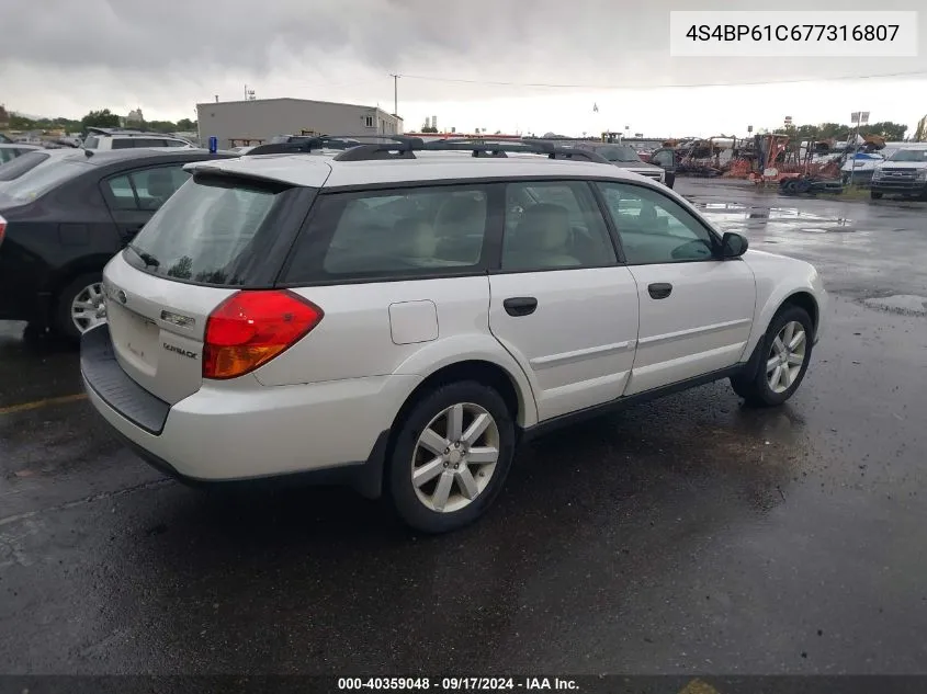 4S4BP61C677316807 2007 Subaru Outback 2.5I