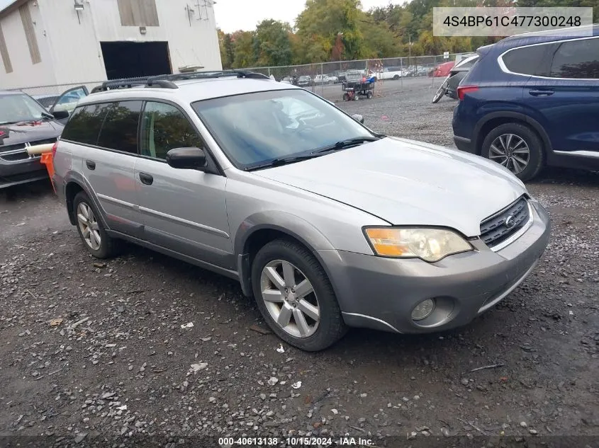 2007 Subaru Outback 2.5I VIN: 4S4BP61C477300248 Lot: 40613138