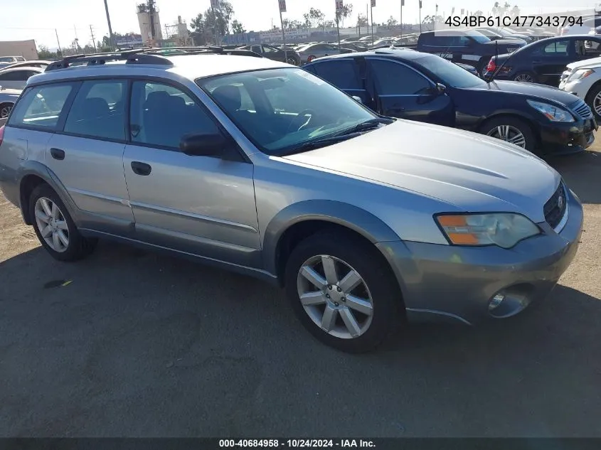 2007 Subaru Outback 2.5I/2.5I Basic/2.5I L.l. Bean Edition VIN: 4S4BP61C477343794 Lot: 40684958