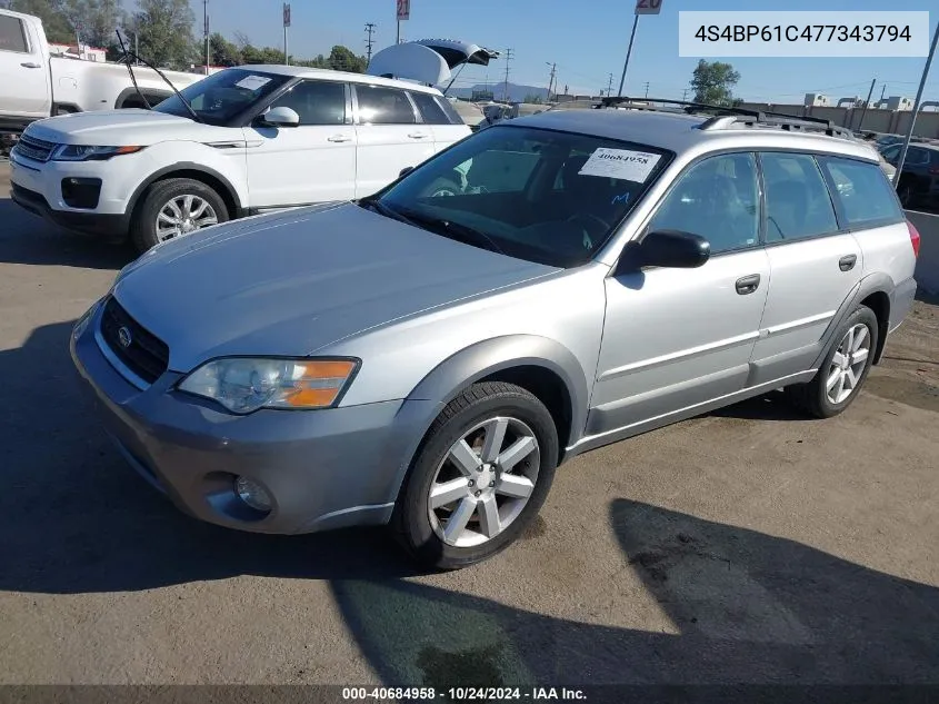 2007 Subaru Outback 2.5I/2.5I Basic/2.5I L.l. Bean Edition VIN: 4S4BP61C477343794 Lot: 40684958