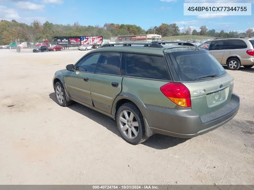 2007 Subaru Outback 2.5I/2.5I Basic/2.5I L.l. Bean Edition VIN: 4S4BP61CX77344755 Lot: 40724764