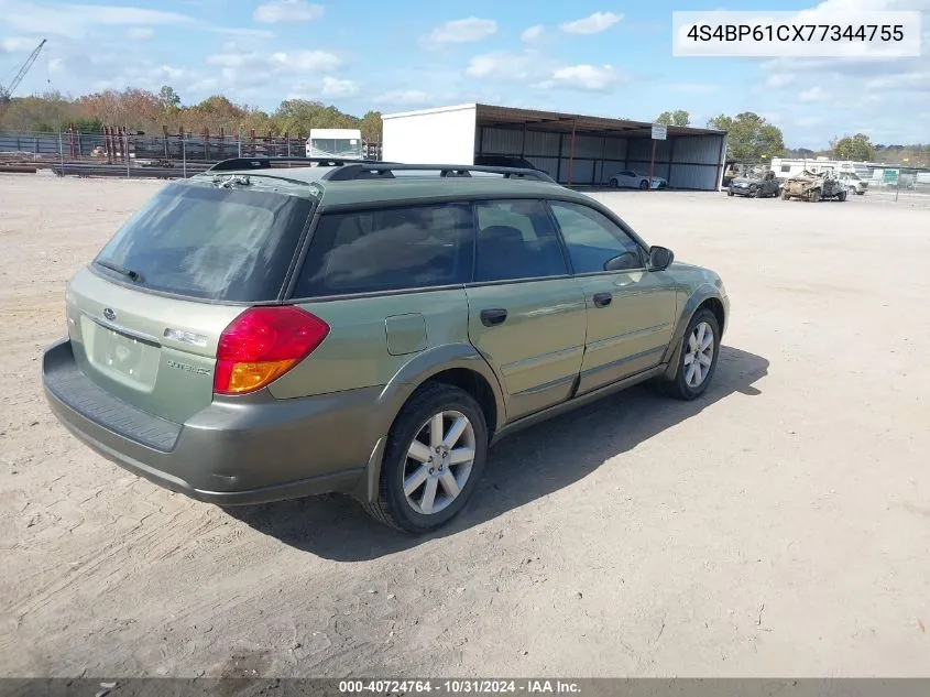 2007 Subaru Outback 2.5I/2.5I Basic/2.5I L.l. Bean Edition VIN: 4S4BP61CX77344755 Lot: 40724764