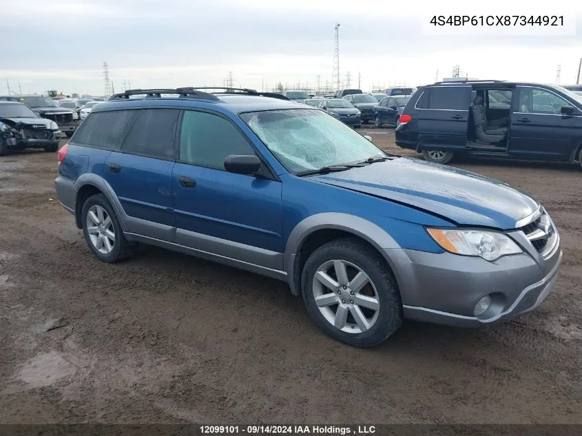 2008 Subaru Outback VIN: 4S4BP61CX87344921 Lot: 12099101