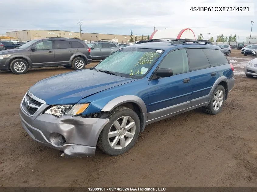 2008 Subaru Outback VIN: 4S4BP61CX87344921 Lot: 12099101