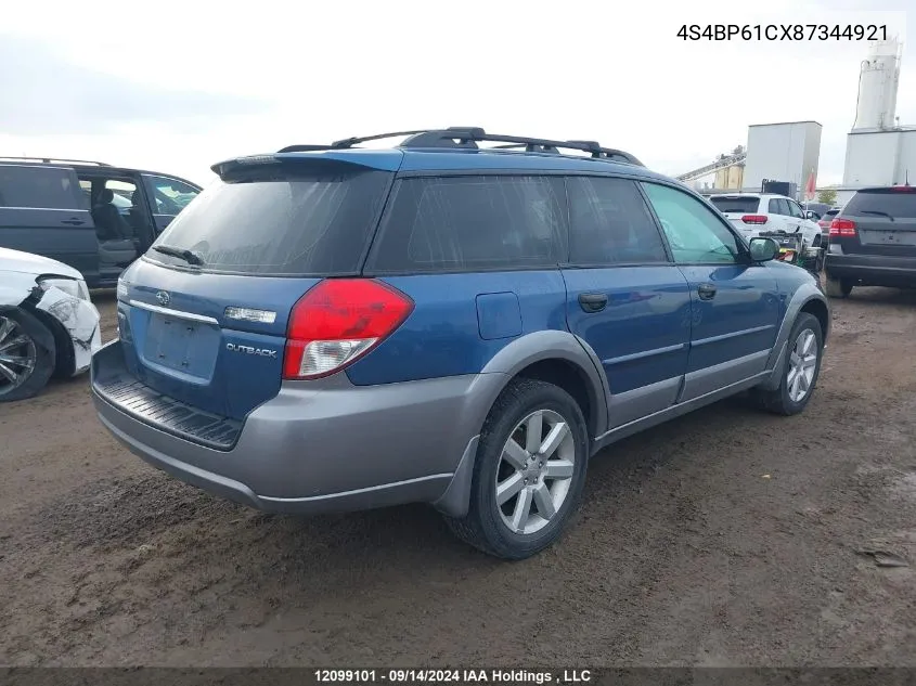 2008 Subaru Outback VIN: 4S4BP61CX87344921 Lot: 12099101