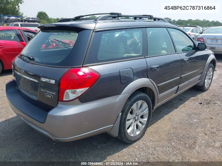 2008 Subaru Outback 2.5I Limited/2.5I Limited L.l. Bean Edition VIN: 4S4BP62C787316864 Lot: 39949662