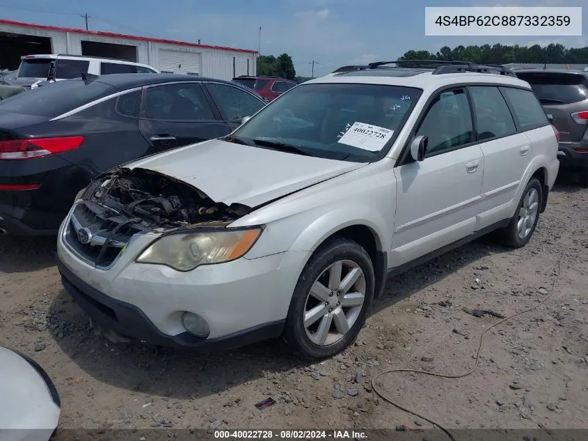 2008 Subaru Outback 2.5I Limited/2.5I Limited L.l. Bean Edition VIN: 4S4BP62C887332359 Lot: 40022728