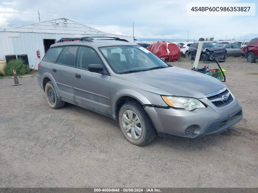 2008 Subaru Outback VIN: 4S4BP60C986353827 Lot: 40054648