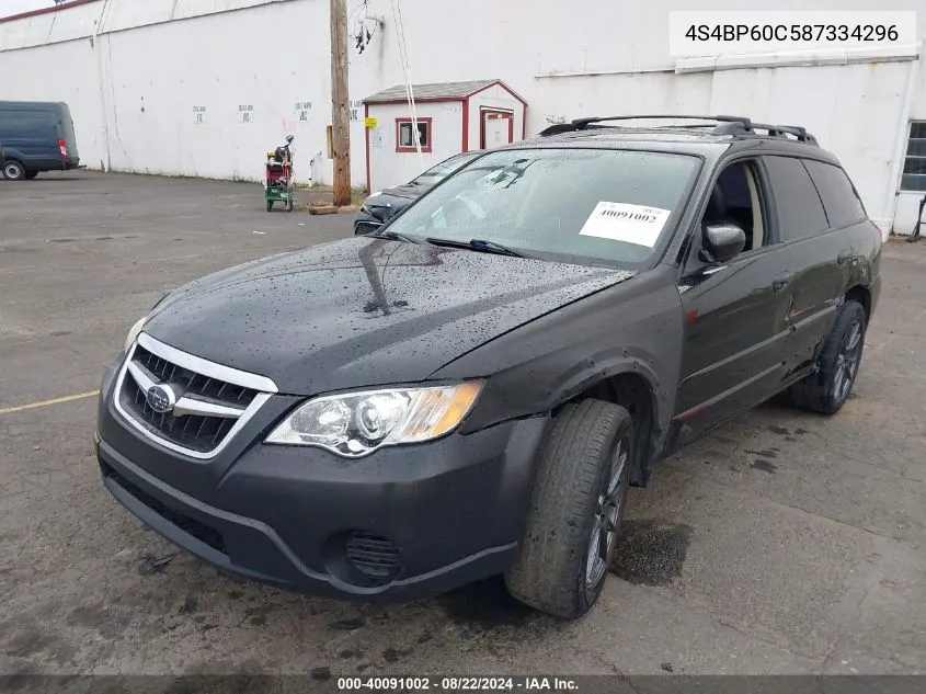 2008 Subaru Outback VIN: 4S4BP60C587334296 Lot: 40091002