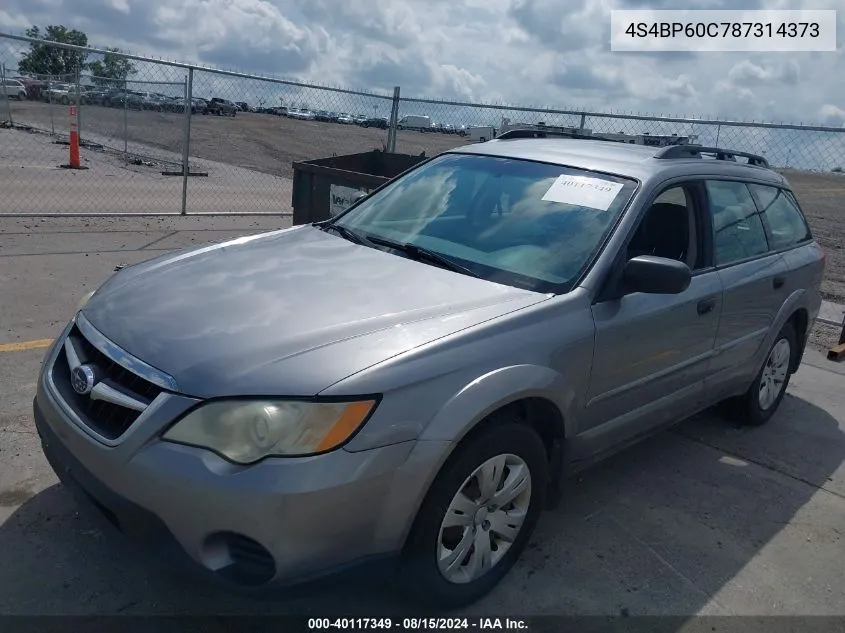 2008 Subaru Outback VIN: 4S4BP60C787314373 Lot: 40117349