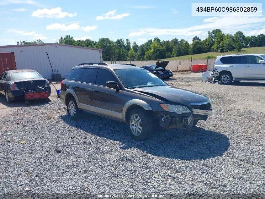 2008 Subaru Outback VIN: 4S4BP60C986302859 Lot: 40125373