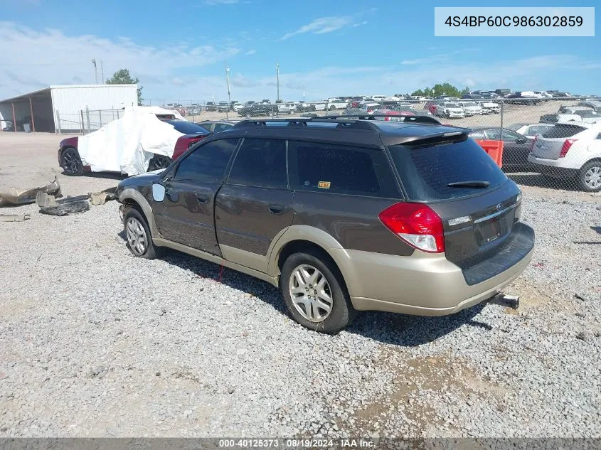 2008 Subaru Outback VIN: 4S4BP60C986302859 Lot: 40125373