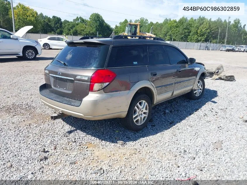 2008 Subaru Outback VIN: 4S4BP60C986302859 Lot: 40125373