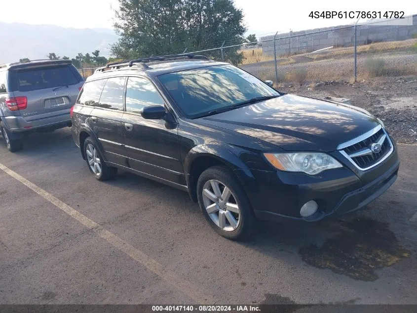 2008 Subaru Outback 2.5I VIN: 4S4BP61C786314782 Lot: 40147140