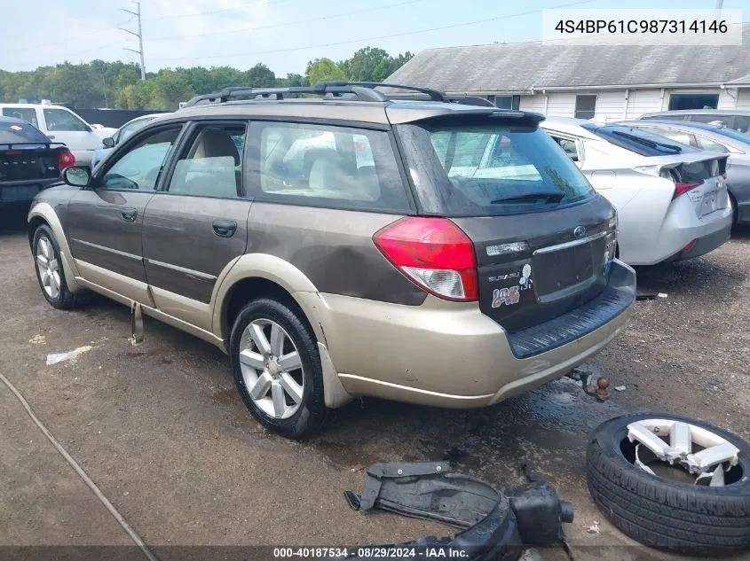 2008 Subaru Outback 2.5I/2.5I L.l. Bean Edition VIN: 4S4BP61C987314146 Lot: 40187534