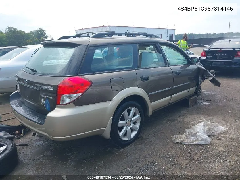 2008 Subaru Outback 2.5I/2.5I L.l. Bean Edition VIN: 4S4BP61C987314146 Lot: 40187534