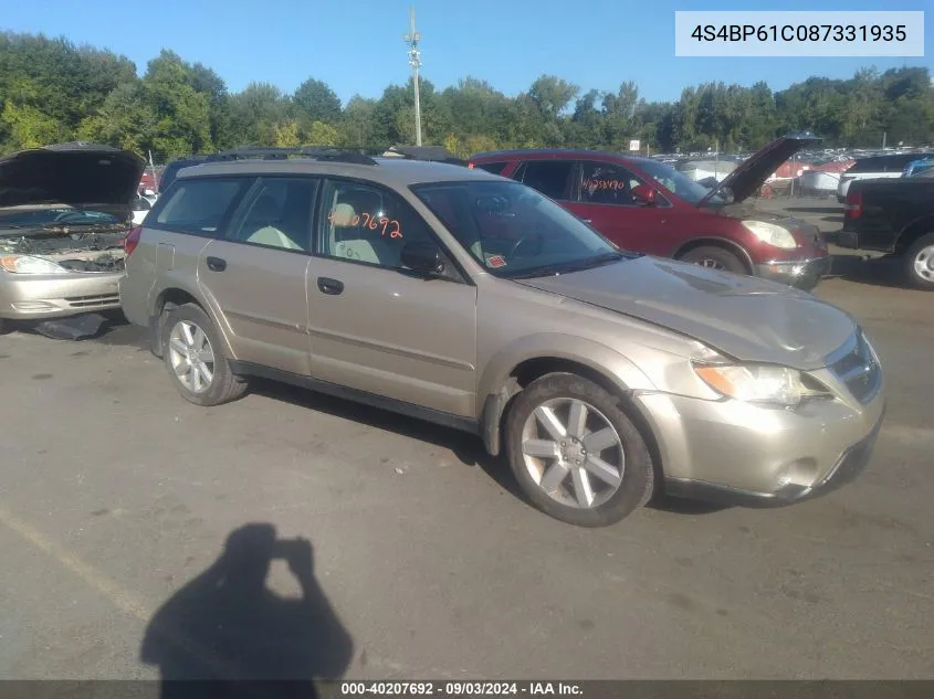 2008 Subaru Outback 2.5I/2.5I L.l. Bean Edition VIN: 4S4BP61C087331935 Lot: 40207692