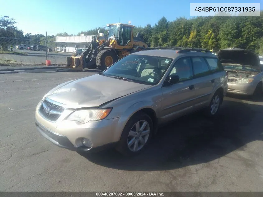 2008 Subaru Outback 2.5I/2.5I L.l. Bean Edition VIN: 4S4BP61C087331935 Lot: 40207692