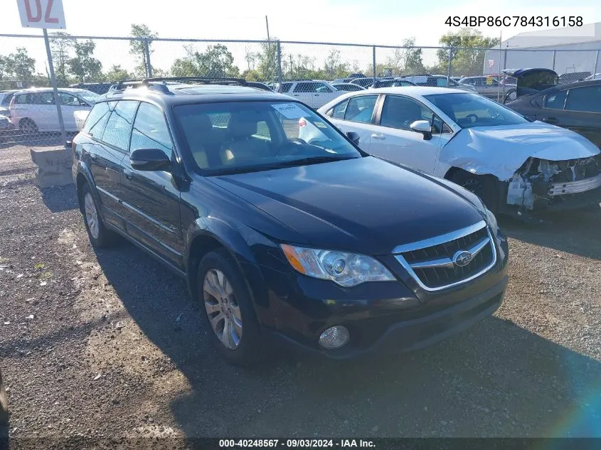 2008 Subaru Outback 3.0R L.l. Bean Edition VIN: 4S4BP86C784316158 Lot: 40248567