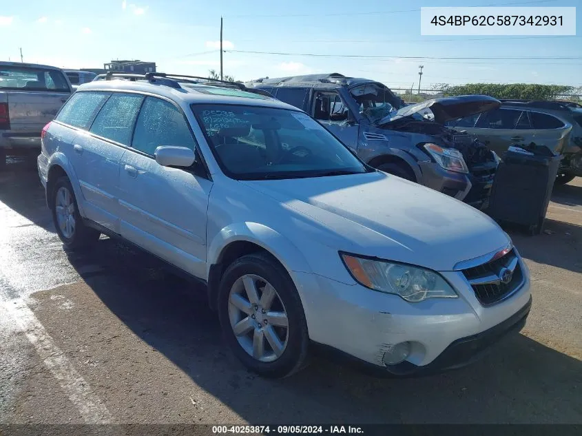 2008 Subaru Outback 2.5I Limited/2.5I Limited L.l. Bean Edition VIN: 4S4BP62C587342931 Lot: 40253874