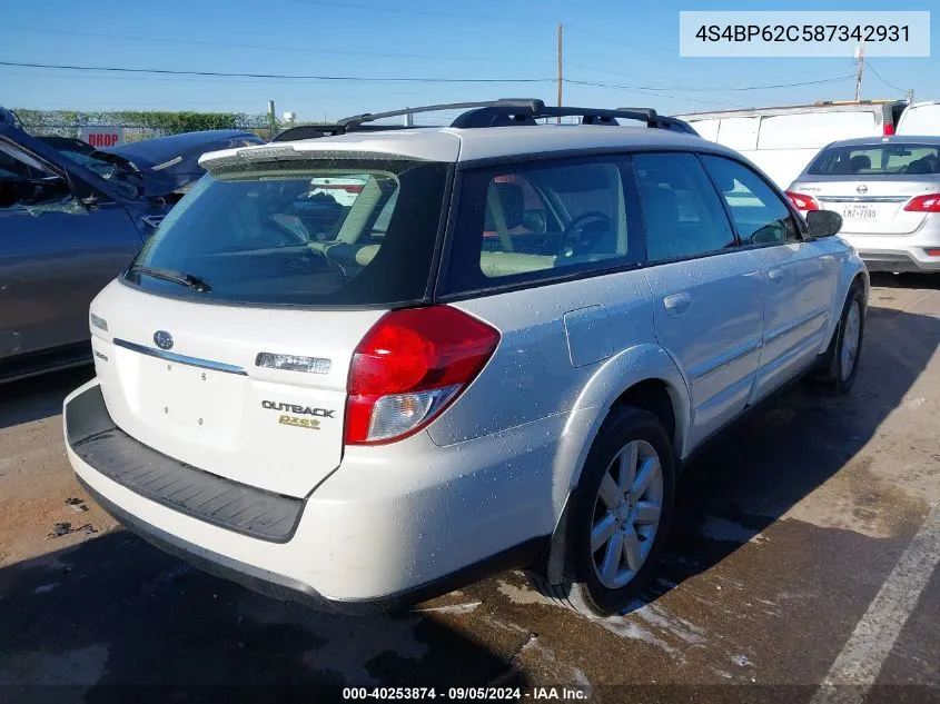 4S4BP62C587342931 2008 Subaru Outback 2.5I Limited/2.5I Limited L.l. Bean Edition