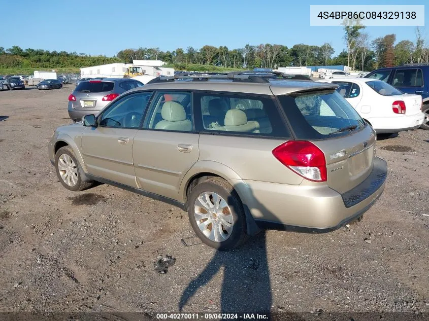 2008 Subaru Outback 3.0R Ll Bean VIN: 4S4BP86C084329138 Lot: 40270011