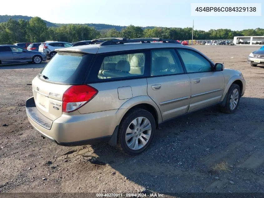 2008 Subaru Outback 3.0R Ll Bean VIN: 4S4BP86C084329138 Lot: 40270011