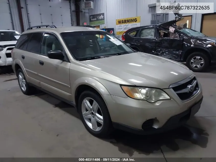 2008 Subaru Outback VIN: 4S4BP60C787322635 Lot: 40311486