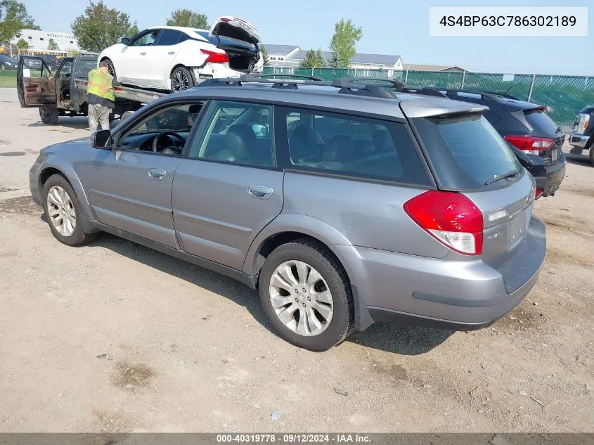 2008 Subaru Outback 2.5Xt Limited VIN: 4S4BP63C786302189 Lot: 40319778