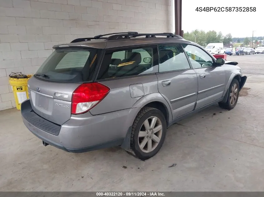 2008 Subaru Outback 2.5I Limited VIN: 4S4BP62C587352858 Lot: 40322120