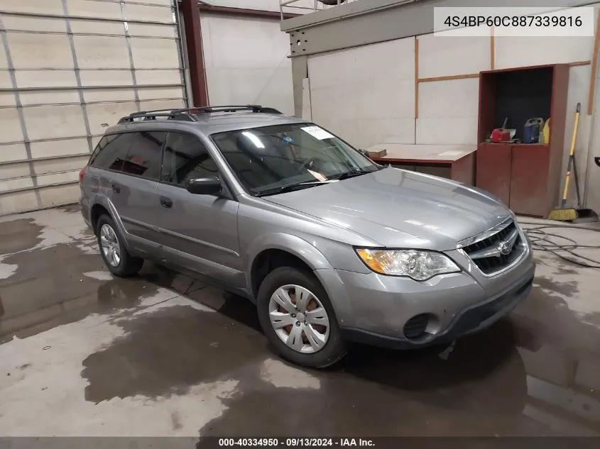 2008 Subaru Outback VIN: 4S4BP60C887339816 Lot: 40334950