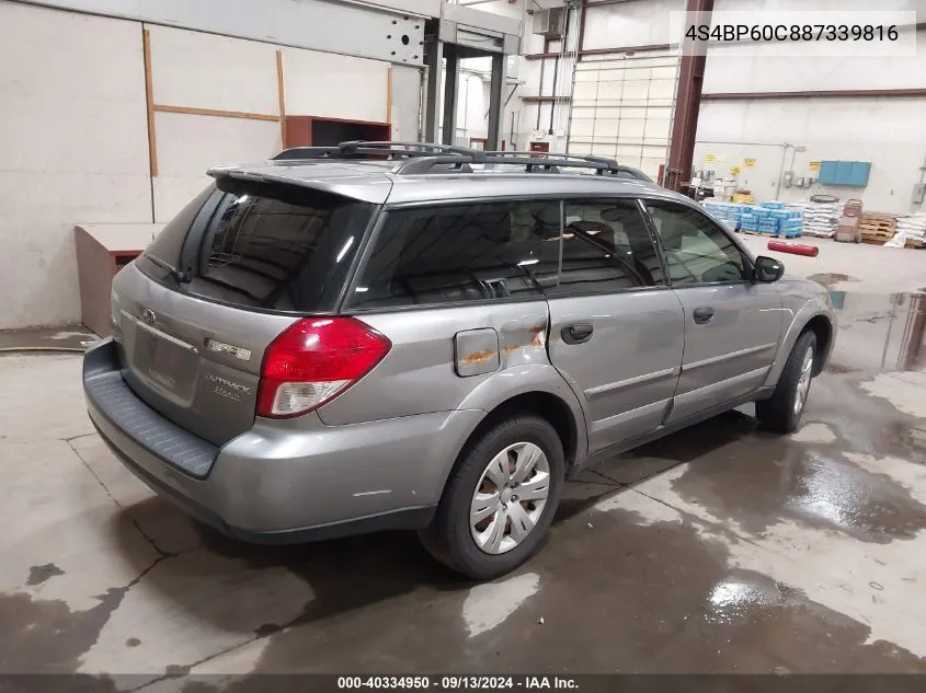 4S4BP60C887339816 2008 Subaru Outback