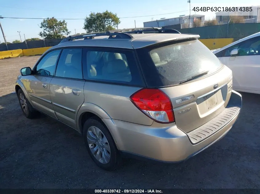 2008 Subaru Outback 2.5Xt Limited VIN: 4S4BP63C186314385 Lot: 40339742