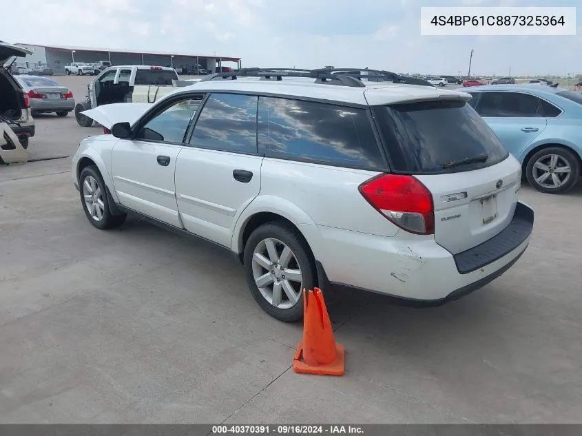 2008 Subaru Outback 2.5I/2.5I L.l. Bean Edition VIN: 4S4BP61C887325364 Lot: 40370391