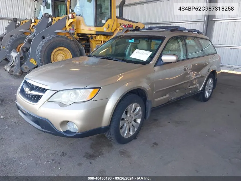 2008 Subaru Outback 2.5I Limited VIN: 4S4BP62C987318258 Lot: 40430193