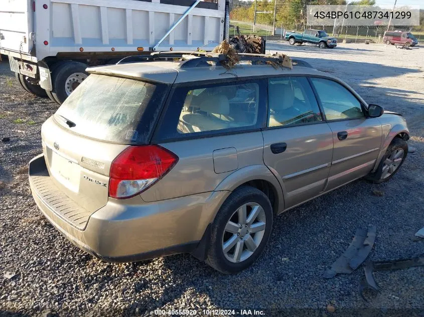 2008 Subaru Outback VIN: 4S4BP61C487341299 Lot: 40555920