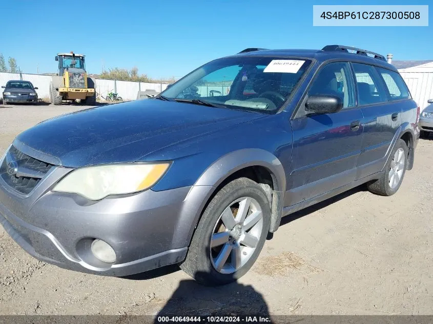 2008 Subaru Outback 2.5I/2.5I L.l. Bean Edition VIN: 4S4BP61C287300508 Lot: 40649444