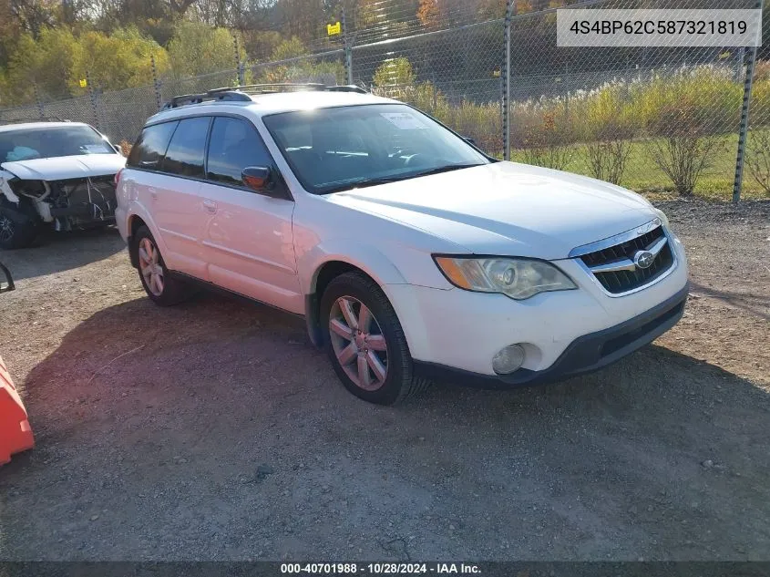 2008 Subaru Outback 2.5I Limited VIN: 4S4BP62C587321819 Lot: 40701988