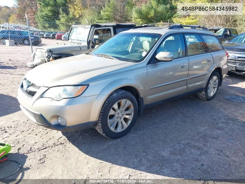 2008 Subaru Outback 3.0R L.l. Bean Edition VIN: 4S4BP86C584345982 Lot: 40749736