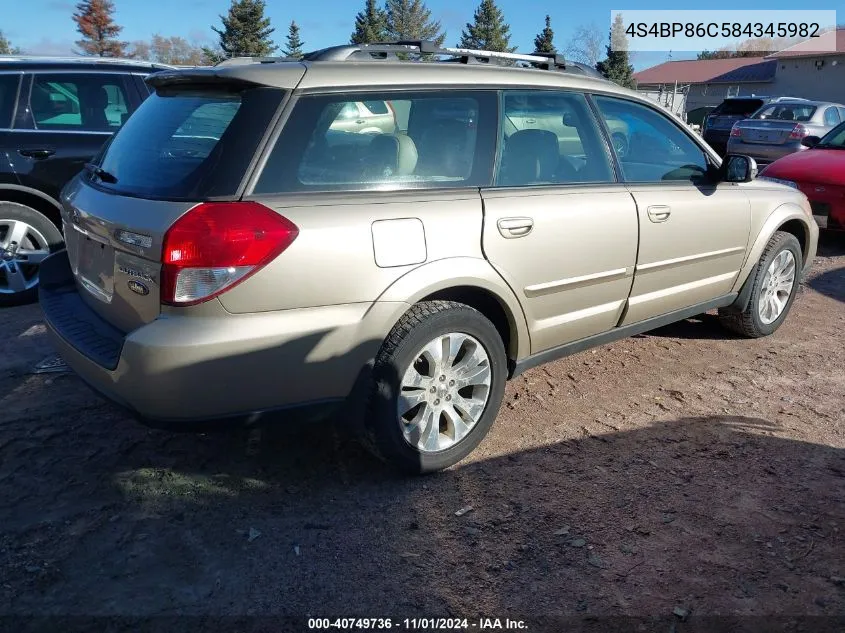 2008 Subaru Outback 3.0R L.l. Bean Edition VIN: 4S4BP86C584345982 Lot: 40749736