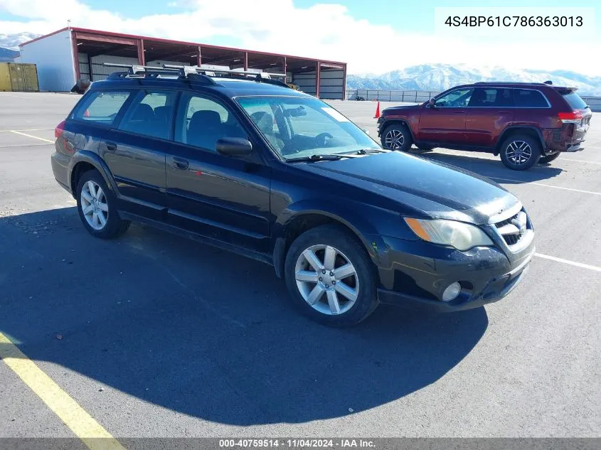 2008 Subaru Outback 2.5I VIN: 4S4BP61C786363013 Lot: 40759514