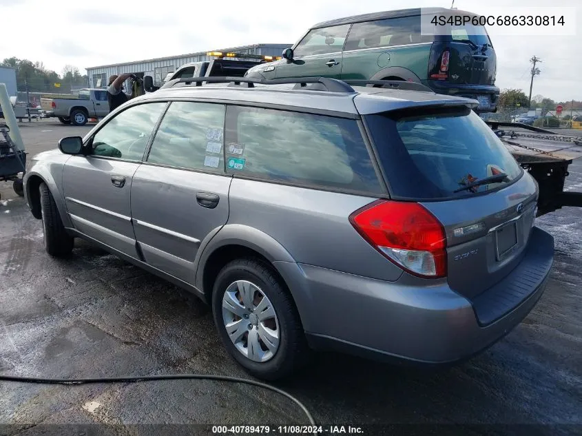 2008 Subaru Outback VIN: 4S4BP60C686330814 Lot: 40789479