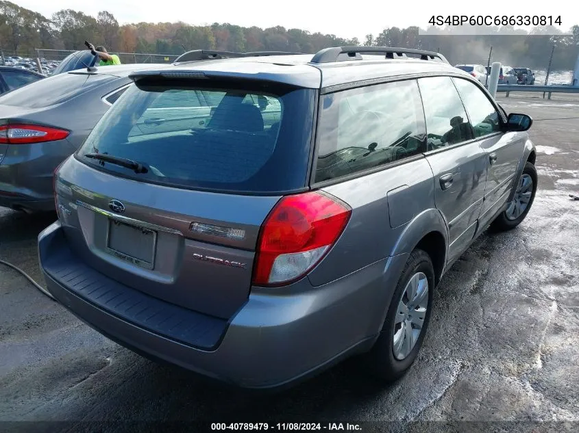 2008 Subaru Outback VIN: 4S4BP60C686330814 Lot: 40789479