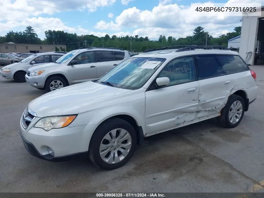 2009 Subaru Outback 2.5I Limited VIN: 4S4BP66C797316925 Lot: 39856325