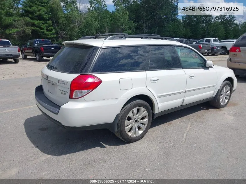 4S4BP66C797316925 2009 Subaru Outback 2.5I Limited